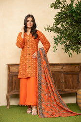 Lime Light Orange – Digital Printed Chamki Lawn Shirt with Dupatta & Trouser (U2507)
